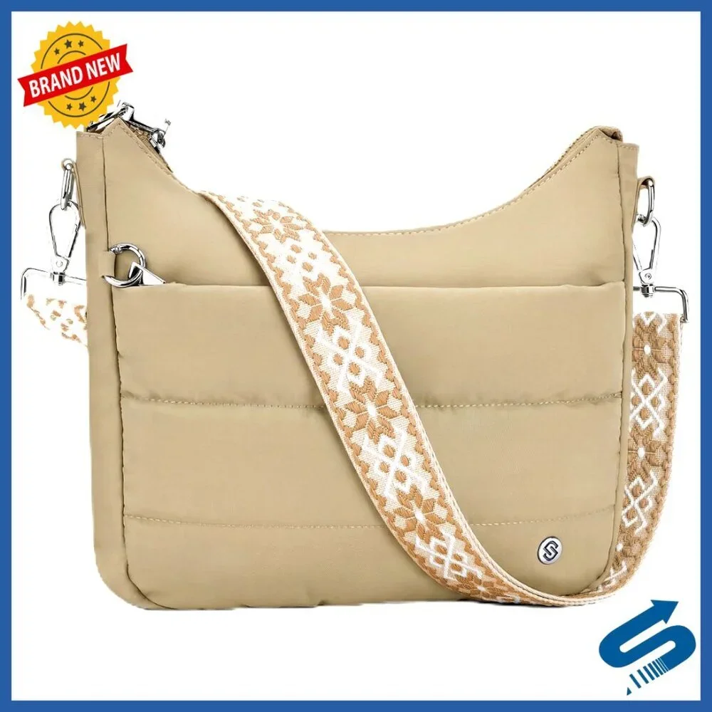 Quilted Puffer Hobo Crossbody Bag with RFID Blocking & Built-in Wallet